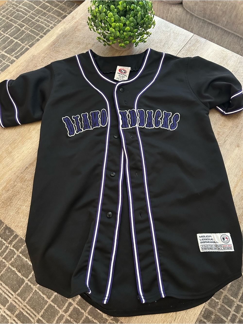 MLB Diamondbacks Kids Black & Purple Button-Up Jersey
